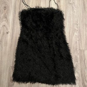 Fuzzy Black Princess Polly Mini Dress - Size 2